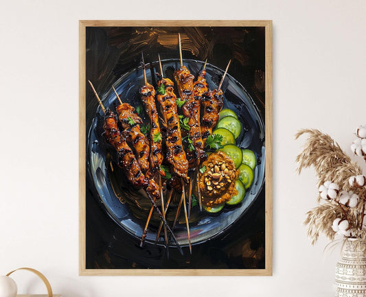 Affiche Satay Thaï - Poster Art Culinaire Asiatique Éclatant