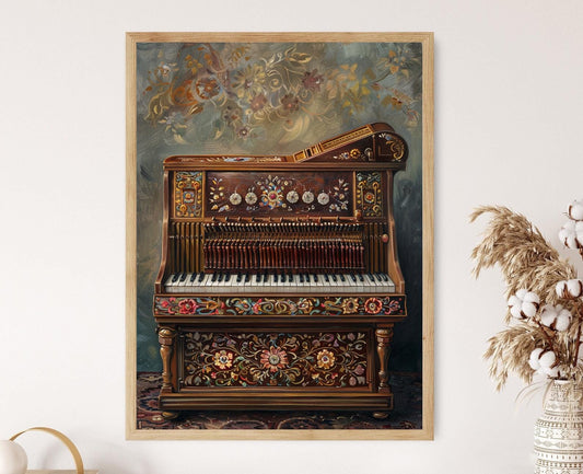 Affiche Harmonium Classique – Poster Art de l'Instrument Musical Indien