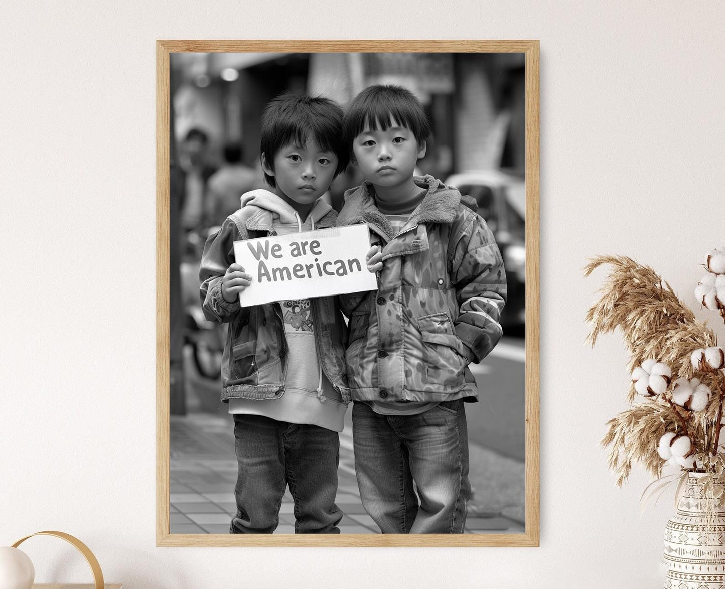 Affiche "Nous sommes Américains, Campement Japonais" – Poster Anti-Racisme