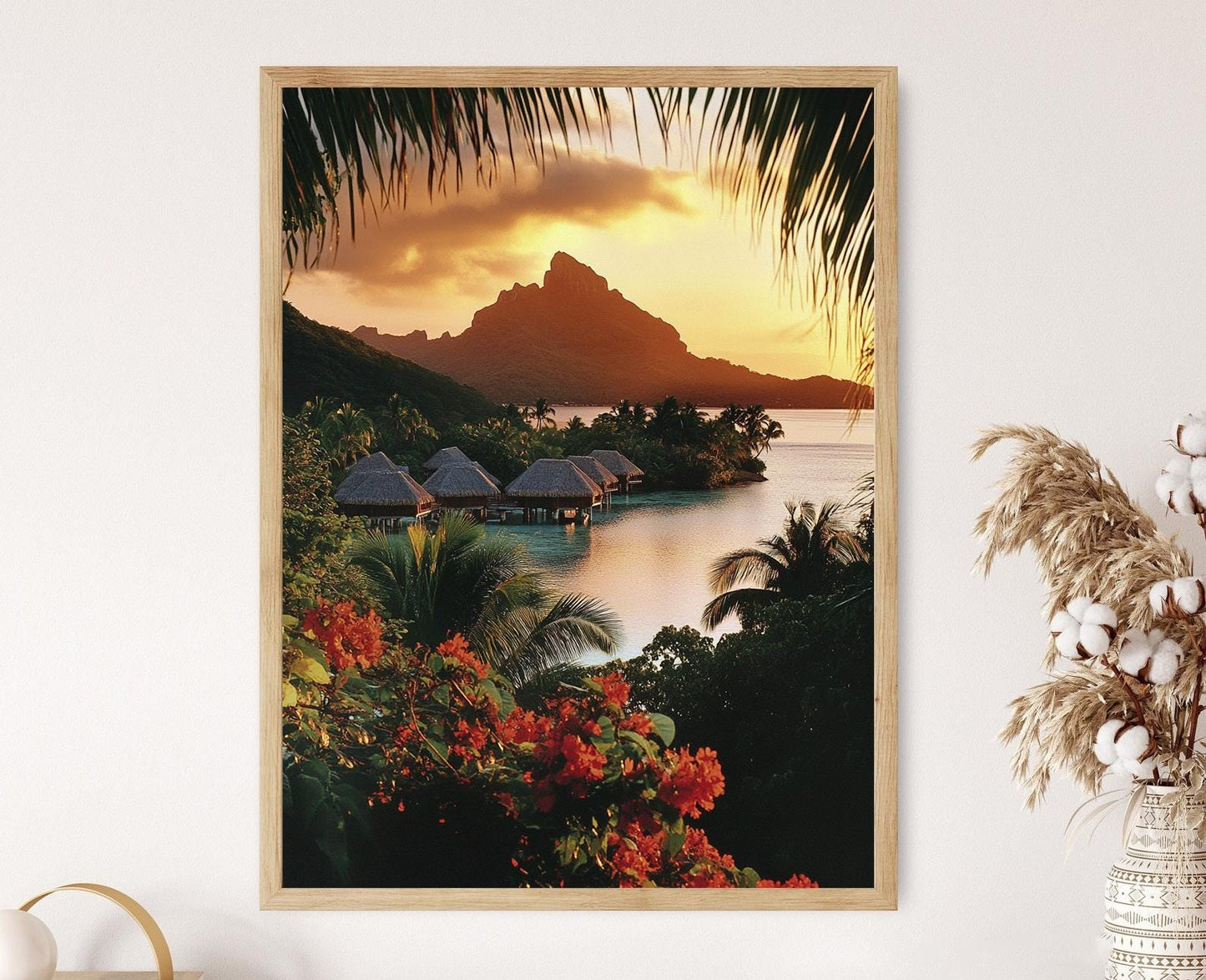 Affiche Bora Bora – Impression artistique des bungalows sur l'eau en Polynésie