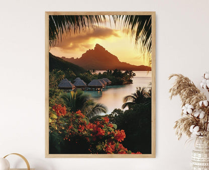 Affiche Bora Bora – Impression artistique des bungalows sur l'eau en Polynésie
