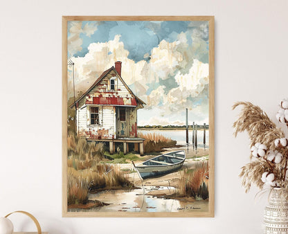 Affiche Cottage de Pêcheur – Impression Nautique Inspirée de Winslow Homer