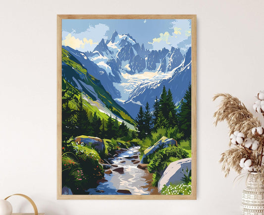 Affiche Chamonix Mont Blanc – Poster Paysage d'Hiver des Alpes Françaises