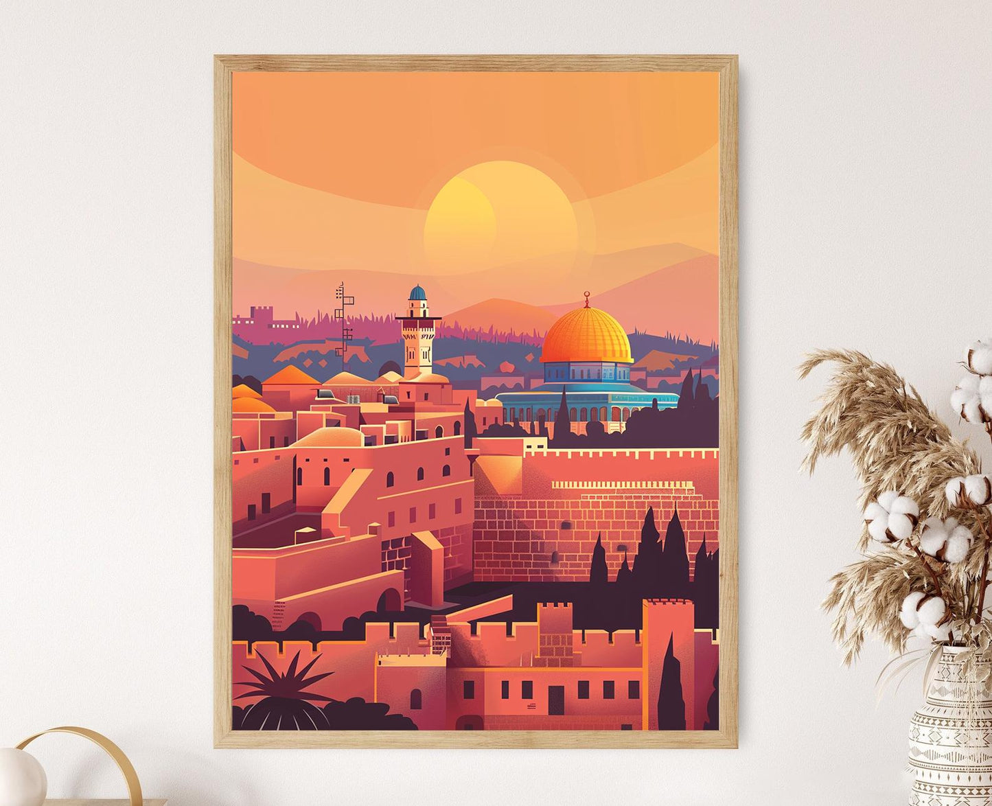 Affiche Coucher de Soleil à Jérusalem – Poster Skyline Iconique Judaïque
