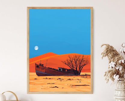 Affiche Désert Namib – Poster Art de Naufrage et Dunes Rouges