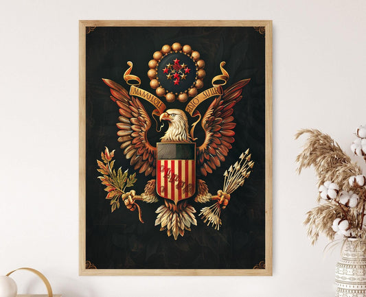 Affiche Écusson Américain Vintage – Décoration Patriote pour la Maison