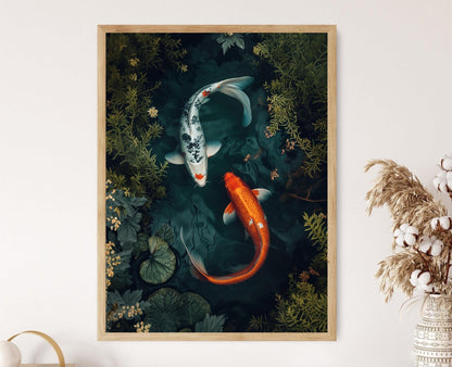 Affiche Koi en aquarelle – Poster décor mural japonais