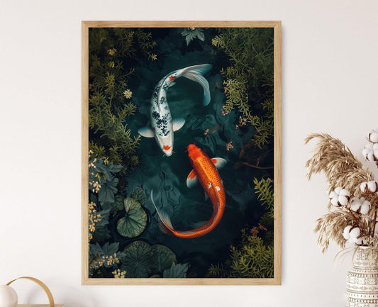 Affiche Koi en aquarelle – Poster décor mural japonais