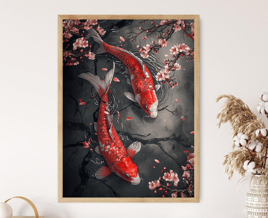 Affiche Poisson Koi – Poster Aquarelle Zen Japonaise