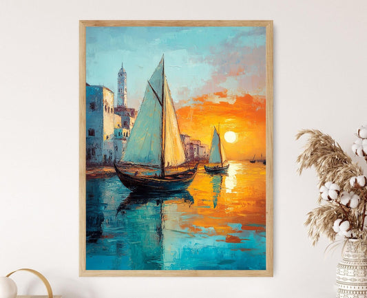 Affiche Zanzibar – Poster Art de Stone Town, Scène Côtière Peinte