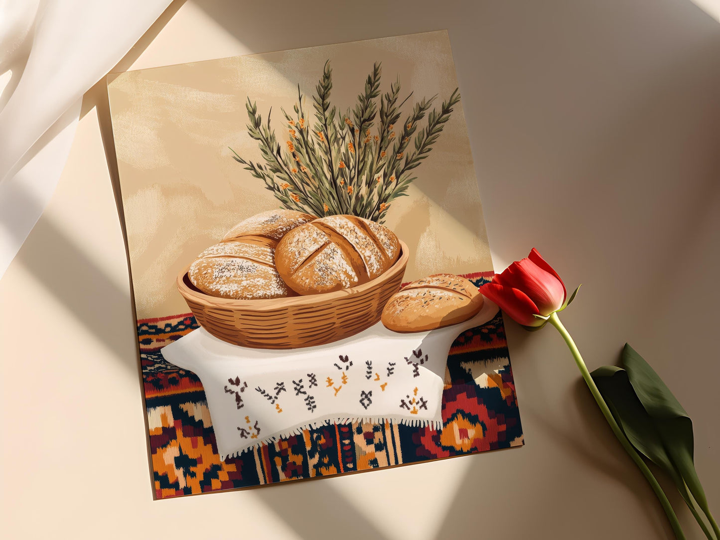 Affiche Panier Syrien – Poster Art Traditionnelle pour Cuisine