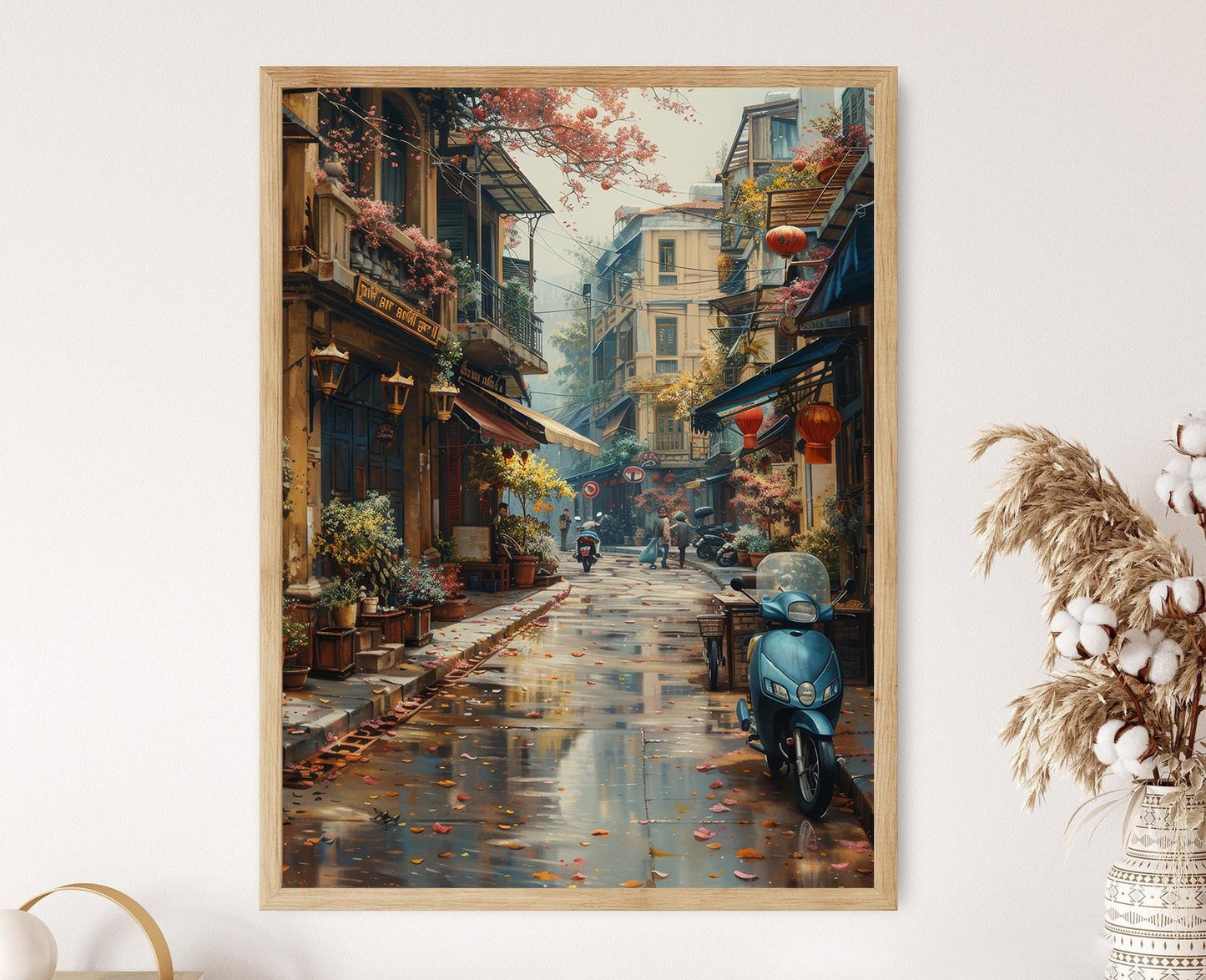 Affiche Hanoi Animée – Poster de Motards et Charmes Vietnamiens