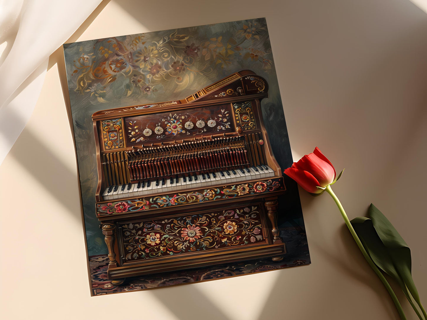 Affiche Harmonium Classique – Poster Art de l'Instrument Musical Indien