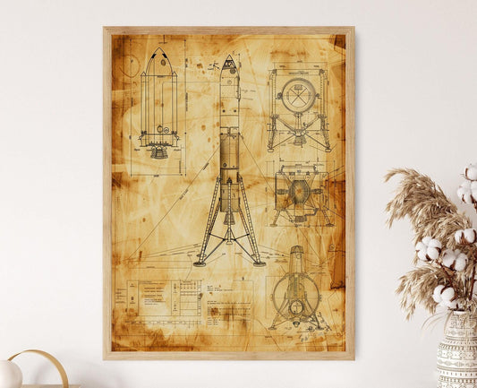 Affiche NASA - Impression Art de Brevet: Décor Vintage d'Exploration Spatiale