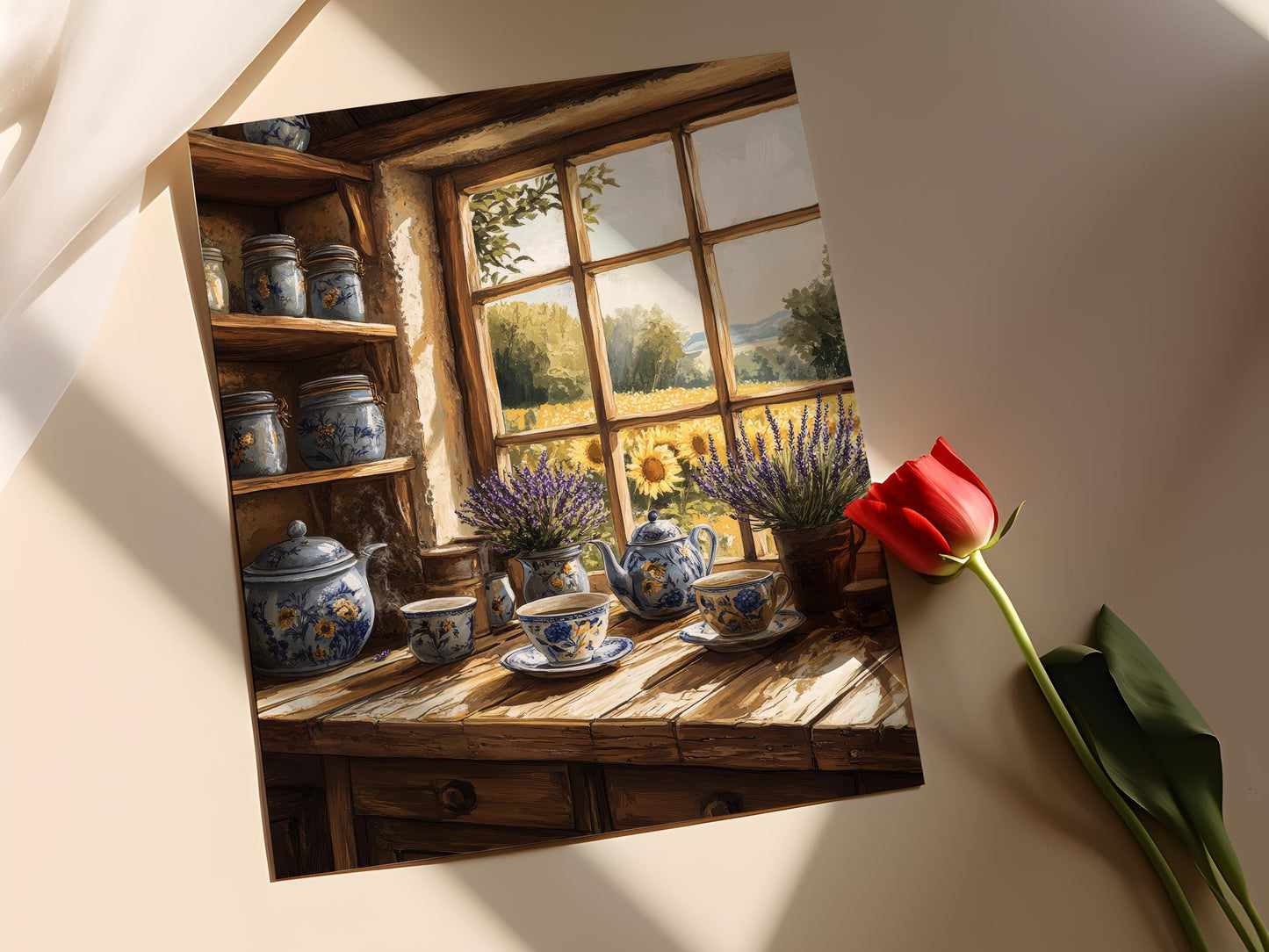 Affiche Art de Thé Français – Poster Rustique de Cuisine Provence