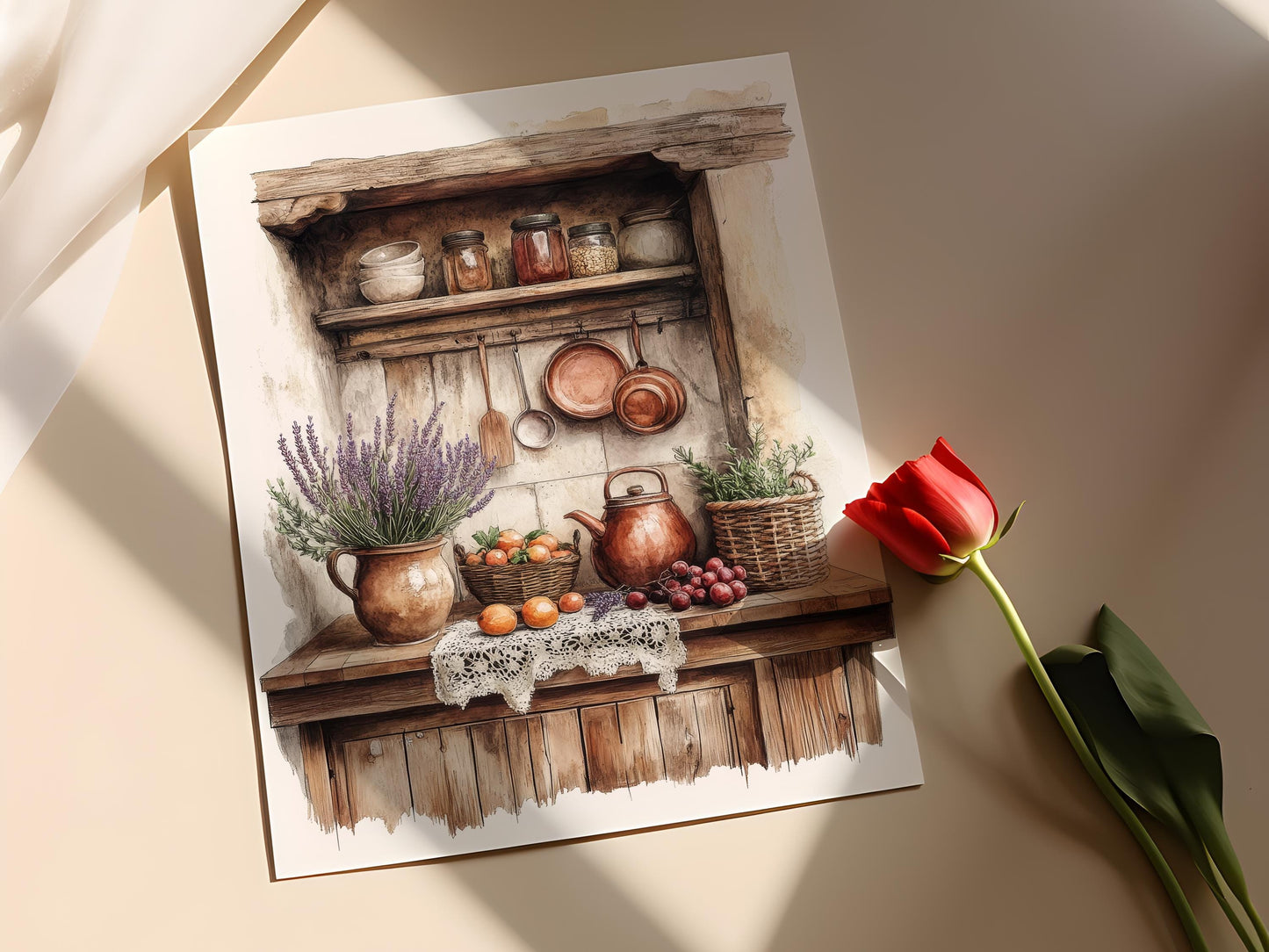 Affiche Cuisine Rustique Française – Poster Art de Lavande Élégante