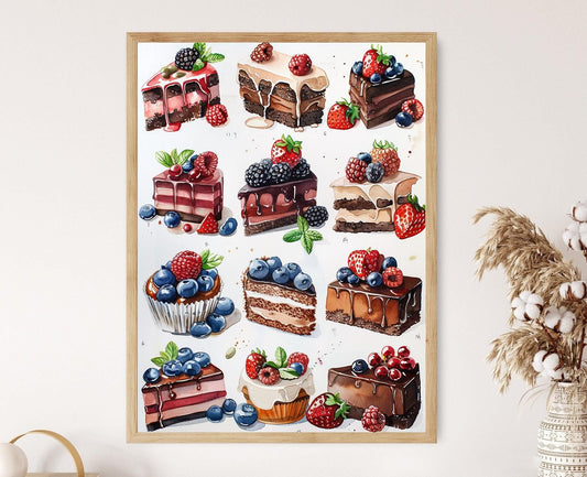 Affiche Gourmande – Illustration Fantaisie de Desserts pour Déco Murale