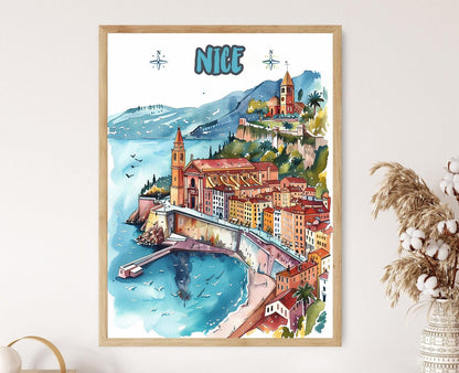 Affiche Méditerranée – Poster Carte Voyage Élégante