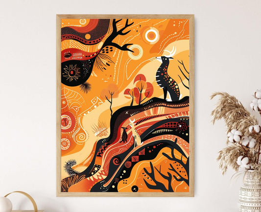 Affiche Art Aborigène – Impression des Animaux Symboliques et Récits