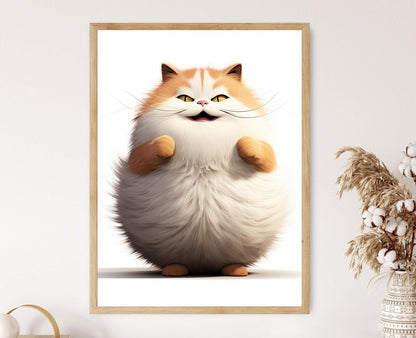 Affiche Chat Rondouillard – Poster Art pour Amateurs de Chats et Décor Maison