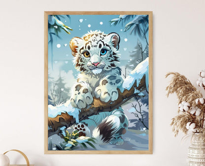 Affiche Léopard des Neiges – Illustration Animalière Adorable