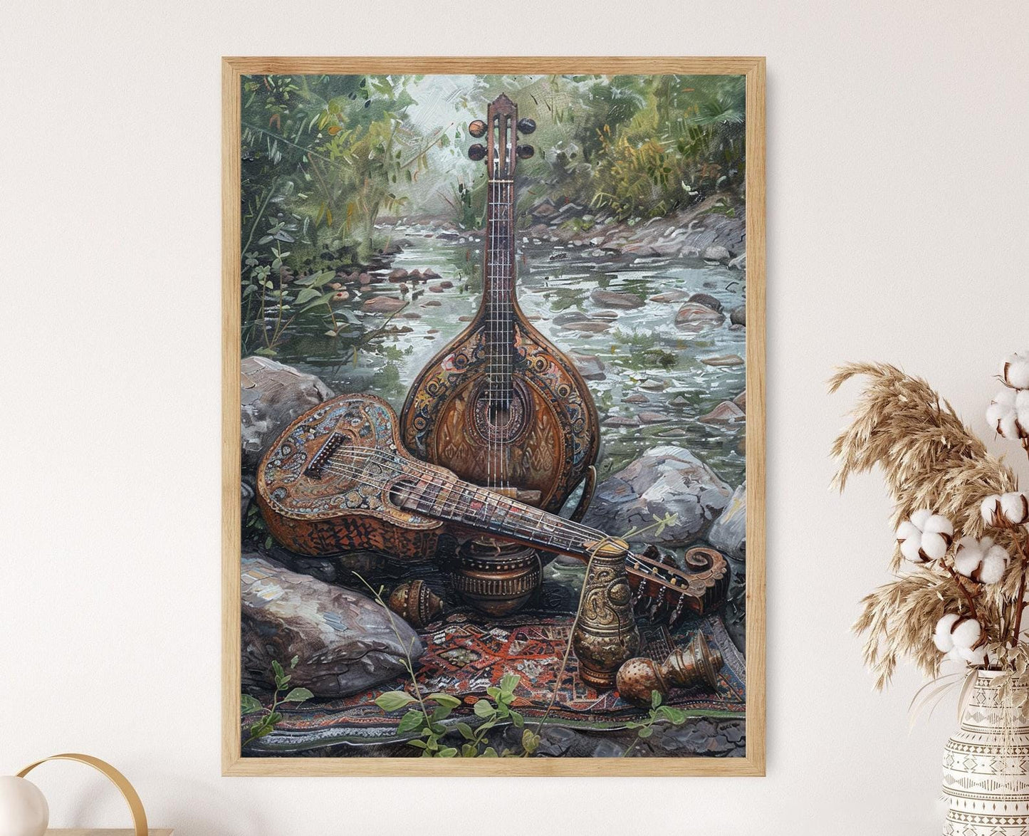 Affiche Pakhawaj Rustique – Poster Art de l'Instrument Musical Indien