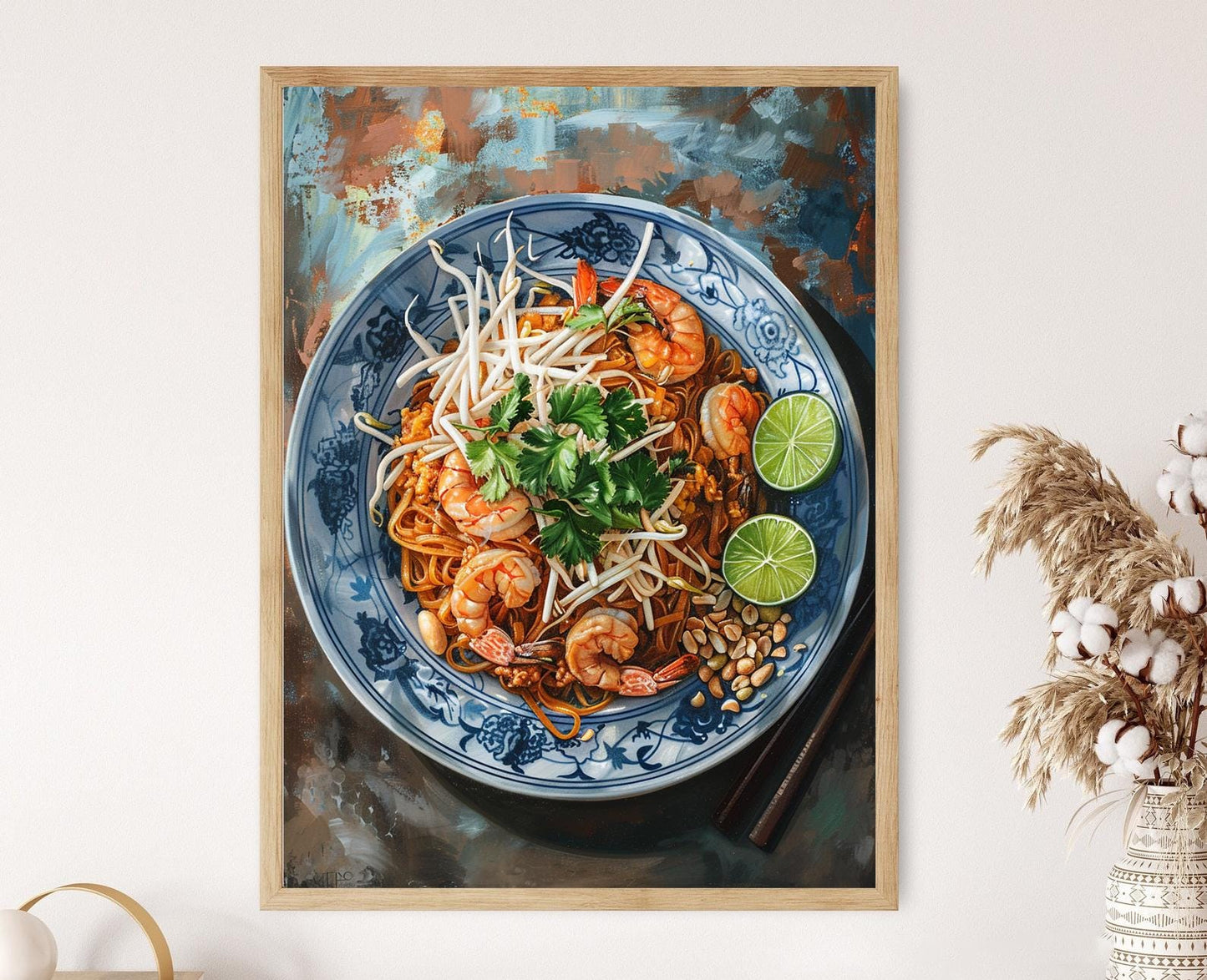 Affiche Pad Thaï – Peinture Élégante de Cuisine Thaïlandaise
