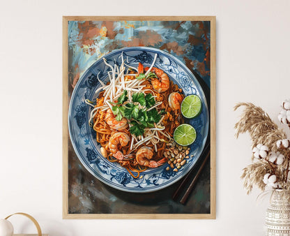 Affiche Pad Thaï – Peinture Élégante de Cuisine Thaïlandaise