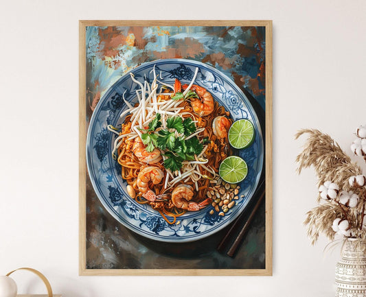 Affiche Pad Thaï – Peinture Élégante de Cuisine Thaïlandaise