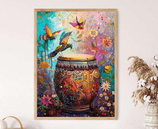 Affiche Vibrante de Dholak – Art de l'Instrument de Musique Indien