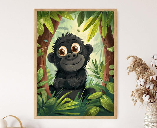 Affiche Gorille Fantaisiste – Illustration Animalière pour Enfants