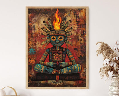 Affiche Huehueteotl – Poster de l'Art du Dieu Aztec du Feu