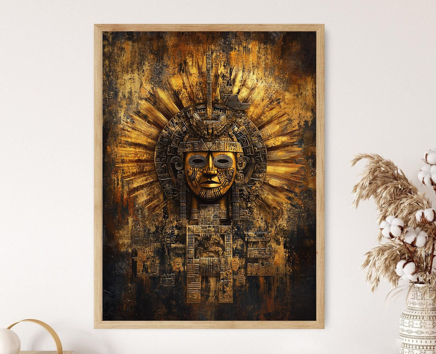 Affiche Tonatiuh – Poster Art Azteque du Dieu Soleil et Symboles Solaires