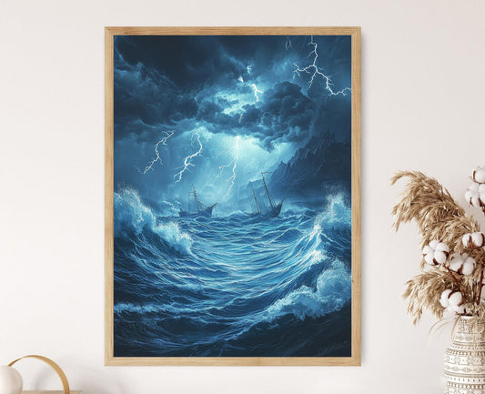 Affiche Triangle des Bermudes – Illustration Océan Mystérieux