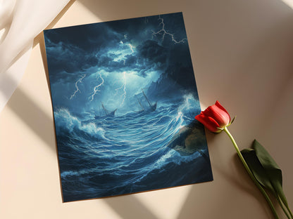 Affiche Triangle des Bermudes – Illustration Océan Mystérieux