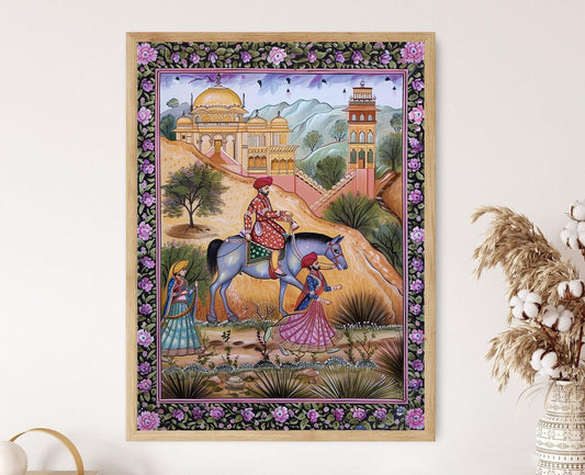 Affiche Scène Colorée du Rajasthan – Poster Décor Enchantant en Toile