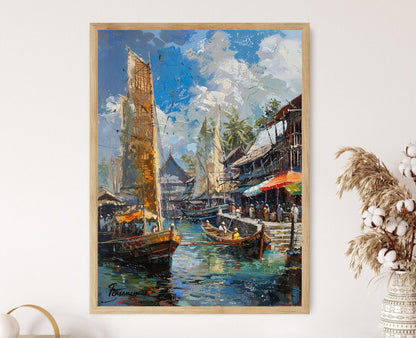 Affiche Makassar – Poster de la vue maritime des Phinisi indonésiens