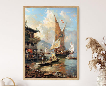 Affiche Phinisi – Œuvre d'art du port de Makassar, déco nautique