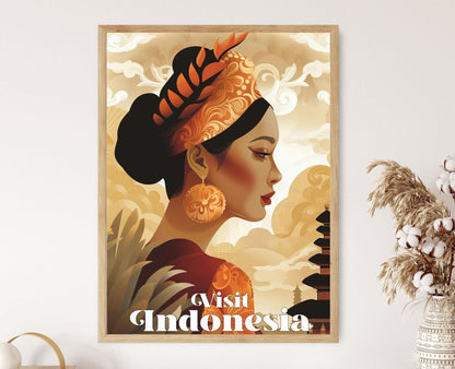 Affiche Vintage Indonésie – Poster de Voyage Rétro en Art Mural