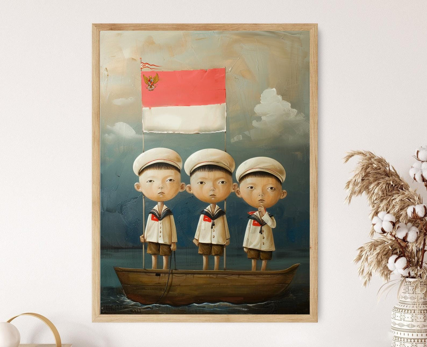 Affiche Drapeau Indonésien – Illustration Enfant pour Décor de Chambre