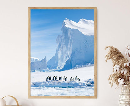 Affiche Pôle Sud – Impression Art de Manchots Empereurs sur Plateau Neigeux