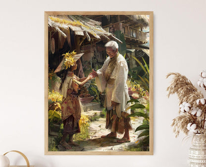 Affiche Scène de Village Philippine – Art Impression Gesture Mano Po