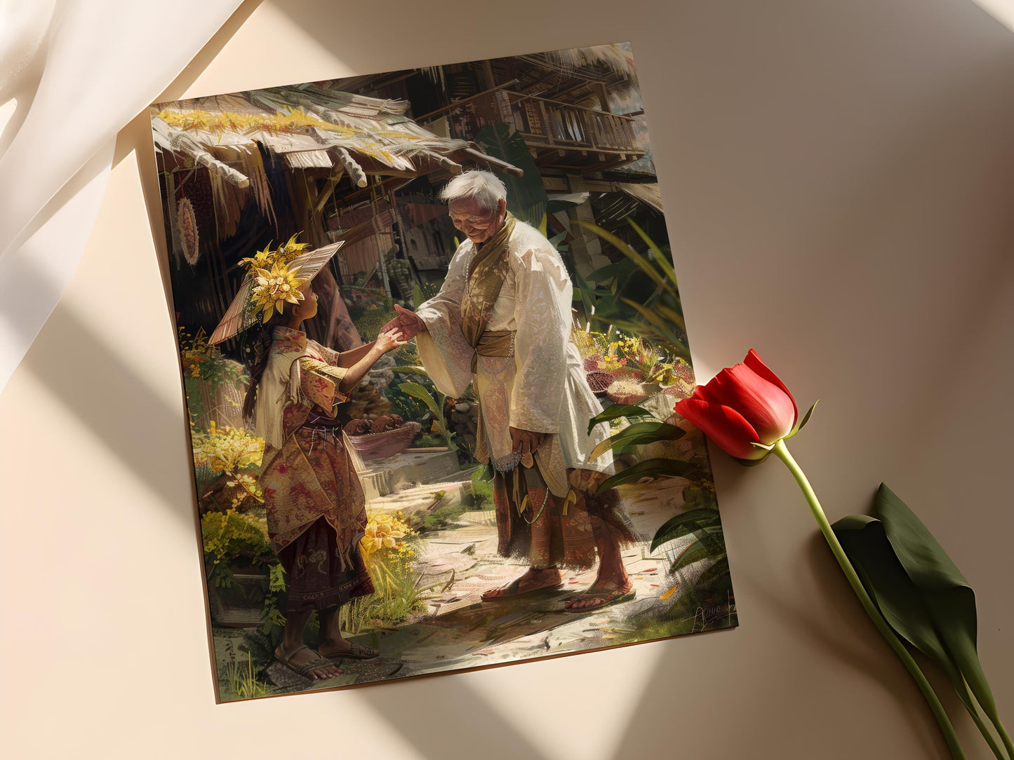 Affiche Scène de Village Philippine – Art Impression Gesture Mano Po