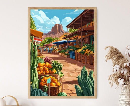 Affiche Marché Fermier Arizona – Impression Illustrée des Produits Locaux