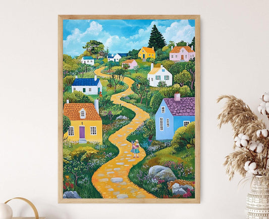 Affiche Village des Bermudes – Illustration de la Vie Insulaire