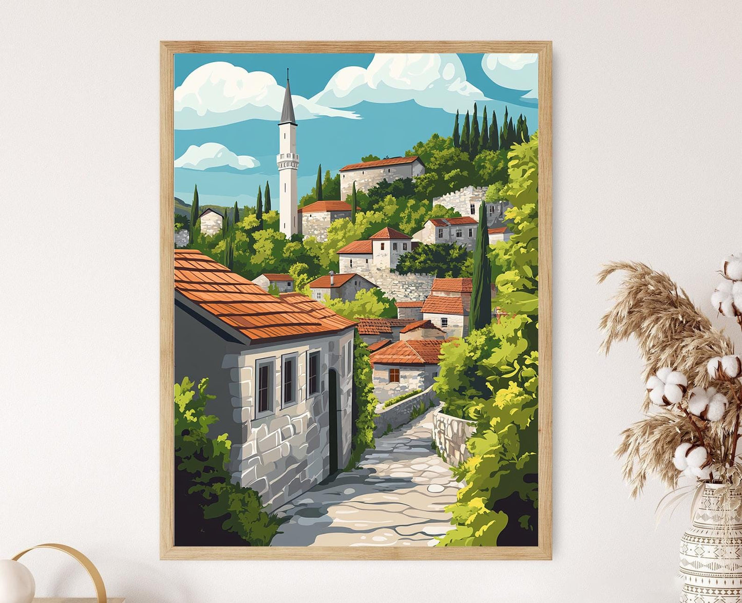Affiche Počitelj – Poster Village médiéval en pierre, influence ottomane