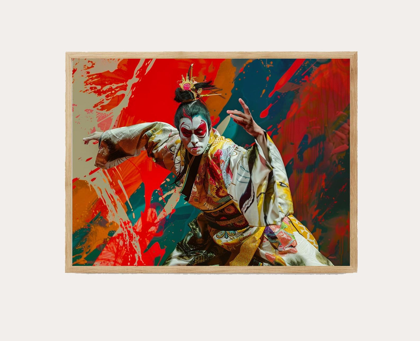 Affiche Théâtre Kabuki – Scène Japonaise Éclatante, Décoration Murale