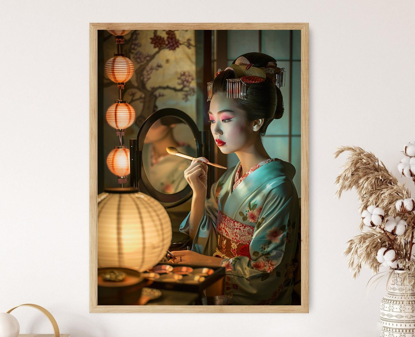 Affiche Geisha Peinte à la Main – Art Japonais en Aquarelle