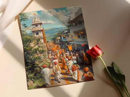 Affiche Gudi Padwa – Art Print de Procession Maharashtrienne, Décor Culturel