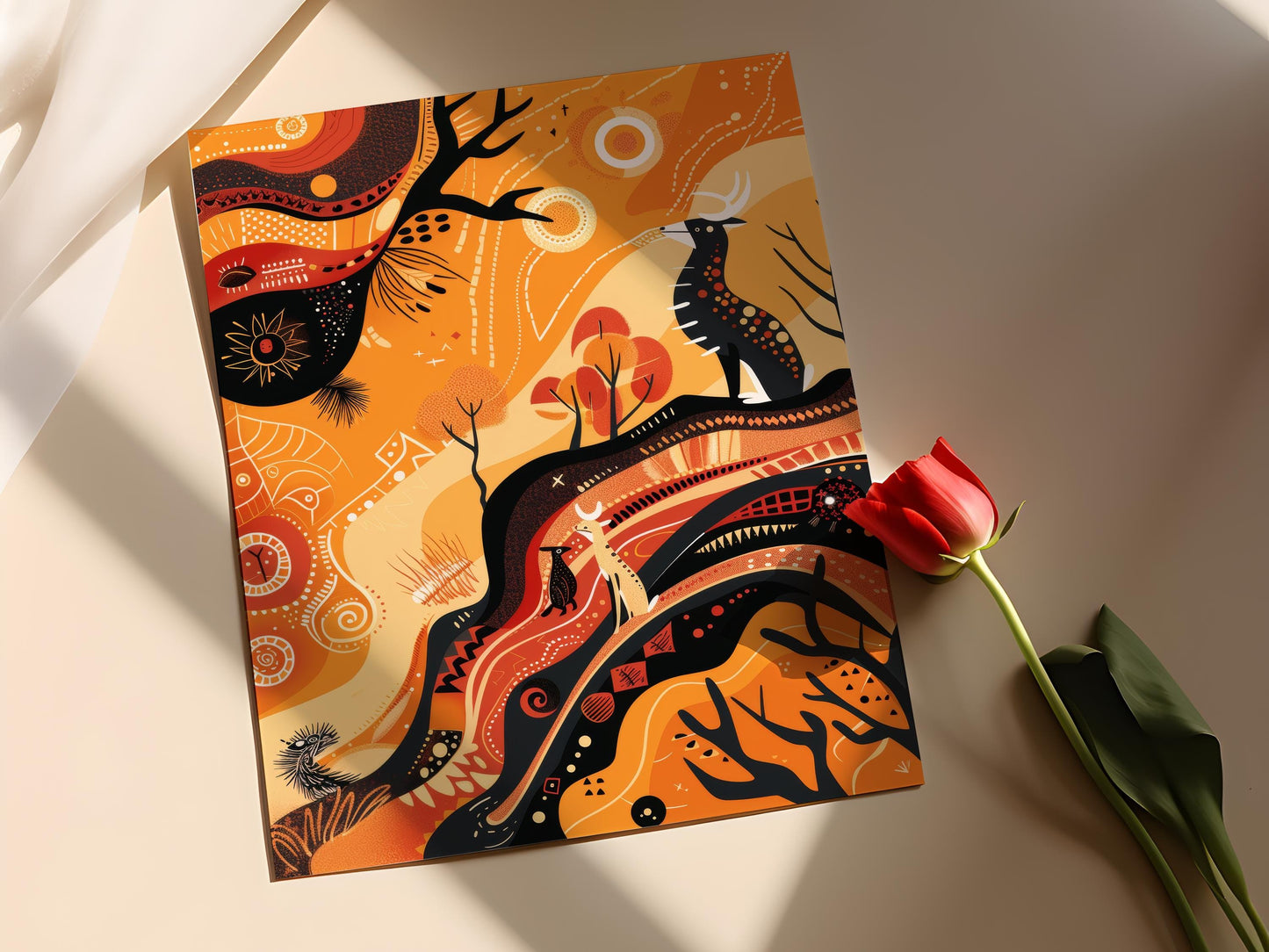 Affiche Art Aborigène – Impression des Animaux Symboliques et Récits